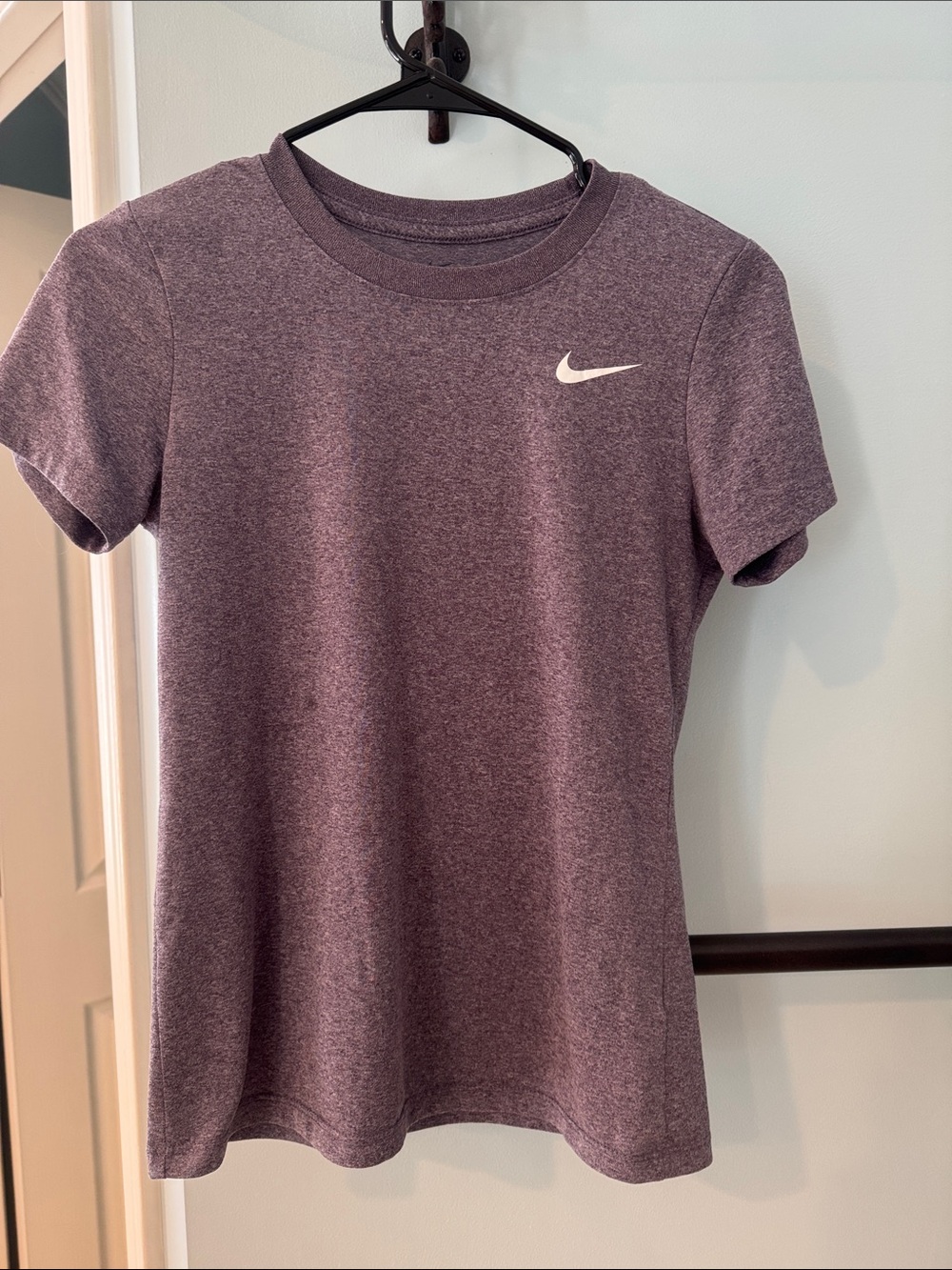 Nike Heather Purple Short Sleeve Dri-FIT Tee with White Swoosh